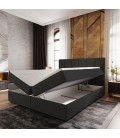 Lit boxspring avec matelas et sur-matelas inclus 140x190cm simili noir Meril - 