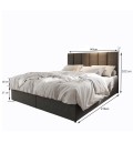 Lit boxspring avec matelas et sur-matelas inclus 140x190cm simili noir Meril - 