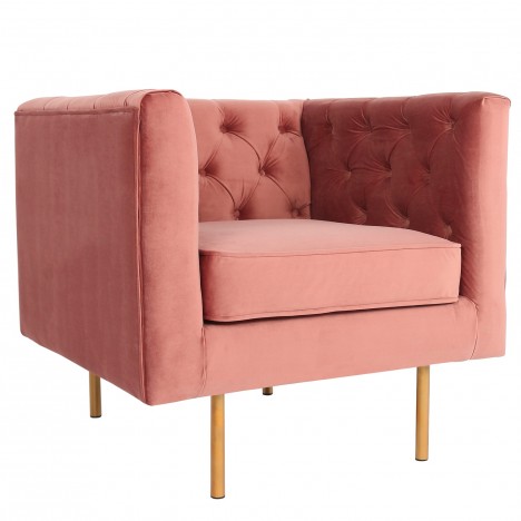 Fauteuil velours rose Miami - 