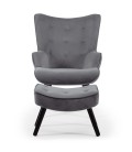 Fauteuil scandinave + pouf velours gris Milly - 