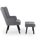 Fauteuil scandinave + pouf velours gris Milly - 