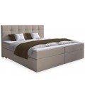 Lit-coffre avec matelas et sur-matelas 140x190cm tissu beige Mumbai - 