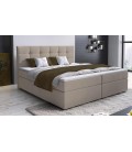 Lit-coffre avec matelas et sur-matelas 140x190cm tissu beige Mumbai - 