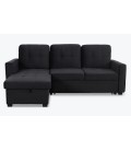 Canapé d'angle convertible moderne velours noir Murcia - 