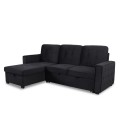 Canapé d'angle convertible moderne velours noir Murcia - 