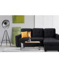 Canapé d'angle convertible moderne velours noir Murcia - 