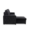 Canapé d'angle convertible moderne velours noir Murcia - 