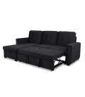 Canapé d'angle convertible moderne velours noir Murcia - 