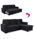 Canapé d'angle convertible moderne velours noir Murcia - 