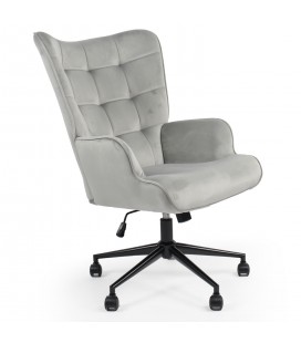 Fauteuil de bureau moderne à haut dossier velours gris Nils