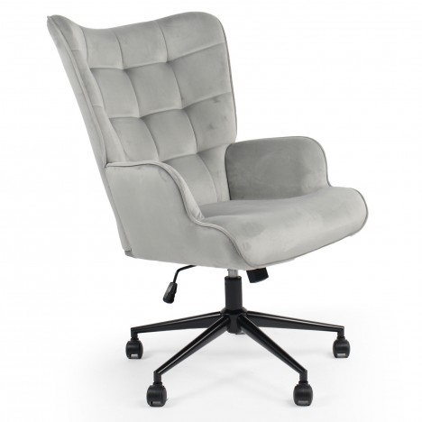 Fauteuil de bureau moderne à haut dossier velours gris Nils - 