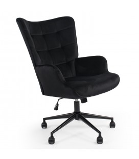 Fauteuil de bureau moderne à haut dossier velours noir Nils