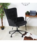 Fauteuil de bureau moderne à haut dossier velours noir Nils - 