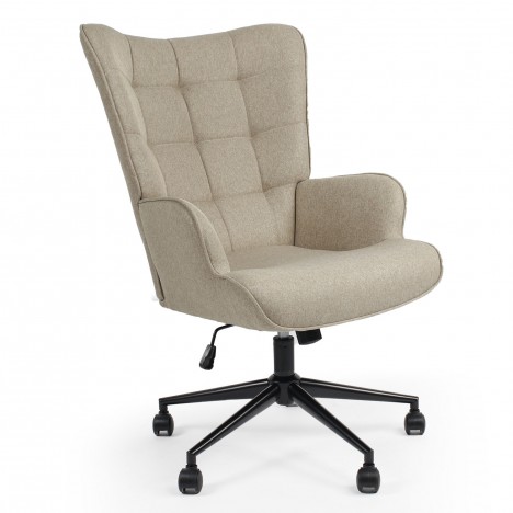 Fauteuil de bureau moderne à haut dossier tissu taupe clair Nils - 