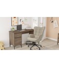 Fauteuil de bureau moderne à haut dossier tissu taupe clair Nils - 