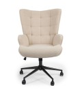 Fauteuil de bureau moderne à haut dossier tissu bouclette beige Nils - 