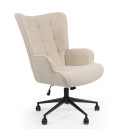 Fauteuil de bureau moderne à haut dossier tissu bouclette beige Nils - 