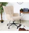 Fauteuil de bureau moderne à haut dossier tissu bouclette beige Nils - 