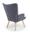 Fauteuil scandinave effet patchwork velours gris et bleu Odin - 