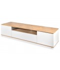 Meuble tv au design linéaire l180cm bois clair et blanc Ola - 