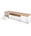 Meuble tv au design linéaire l180cm bois clair et blanc Ola - 