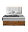 Lit boxspring avec matelas et sur-matelas inclus 140x190cm bois et simili blanc Olicia - 