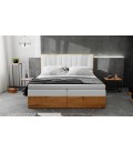 Lit boxspring avec matelas et sur-matelas inclus 140x190cm bois et simili blanc Olicia - 