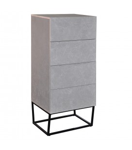 Meuble de chambre Semainier 4 tiroirs effet marbre gris Orlando