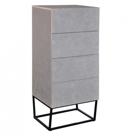 Meuble de chambre Semainier 4 tiroirs effet marbre gris Orlando - 