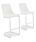 Lot de 2 chaises de bar design simili blanc Oxford - 