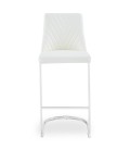 Lot de 2 chaises de bar design simili blanc Oxford - 