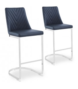 Lot de 2 chaises de bar design simili noir Oxford