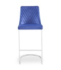 Lot de 2 chaises de bar design velours bleu Oxford - 