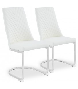 Lot de 2 chaises design simili blanc Oxford