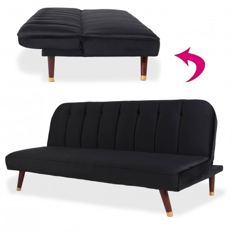 Canapé convertible clic-clac velours noir Palermo - 