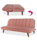 Canapé convertible clic-clac velours rose Palermo - 