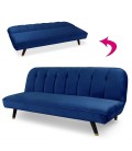 Canapé convertible clic-clac velours bleu Palermo - 