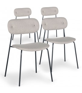 Lot de 4 chaises modernes tissu beige Pamplona