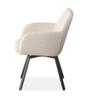 Chaise moderne tissu bouclette crème Paula - Lot de 2 - 