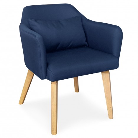 Chaise fauteuil scandinave tissu bleu Peony - 