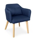 Chaise fauteuil scandinave tissu bleu Peony - 