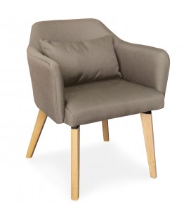 Chaise fauteuil scandinave tissu taupe Peony