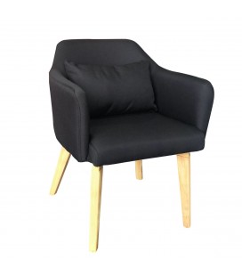 Chaise fauteuil scandinave tissu noir Peony