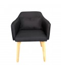 Chaise fauteuil scandinave tissu noir Peony - 