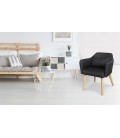 Chaise fauteuil scandinave tissu noir Peony - 