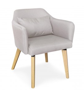 Chaise fauteuil scandinave tissu beige Peony