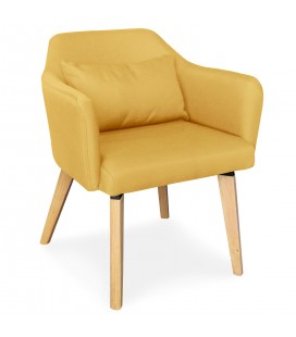 Chaise fauteuil scandinave tissu jaune Peony