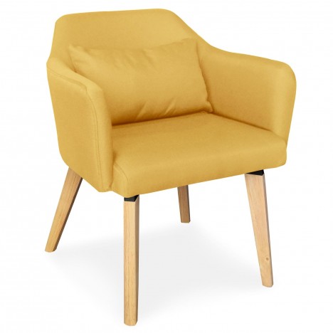 Chaise fauteuil scandinave tissu jaune Peony - 