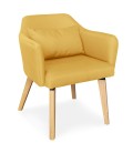 Chaise fauteuil scandinave tissu jaune Peony - 