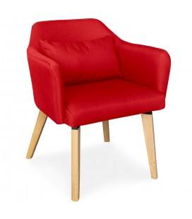 Chaise fauteuil scandinave tissu rouge Peony